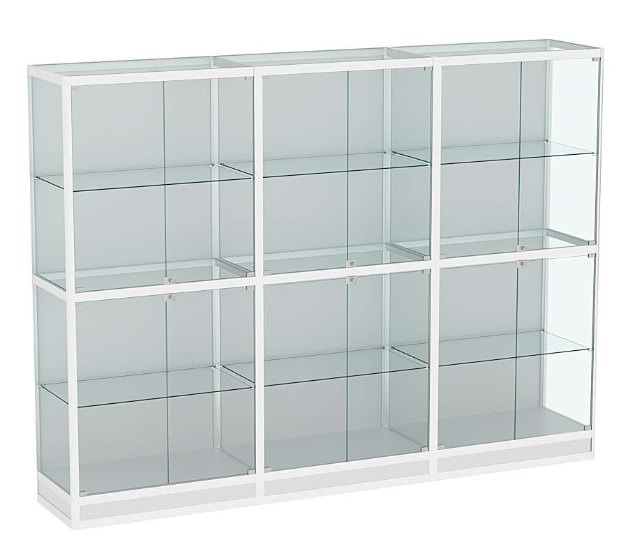 Витрина из профиля №4 (3-ех метровая) (задняя стенка - ДВП) Серый