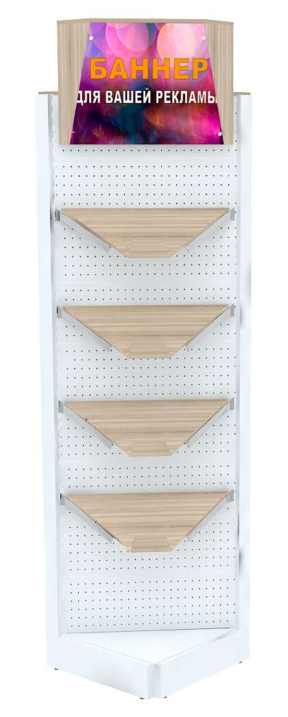 Угловой металлический стеллаж с лайт-боксом и наклонными полками №7 Дуб Венге