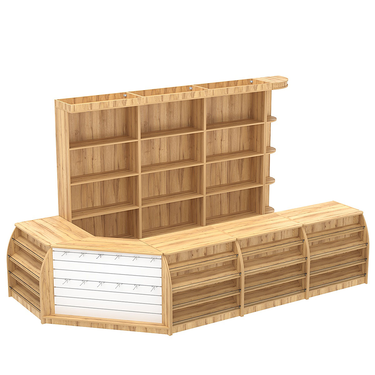 Комплект кассовой зоны с открытыми стеллажами большой №3 Дуб Золотистый