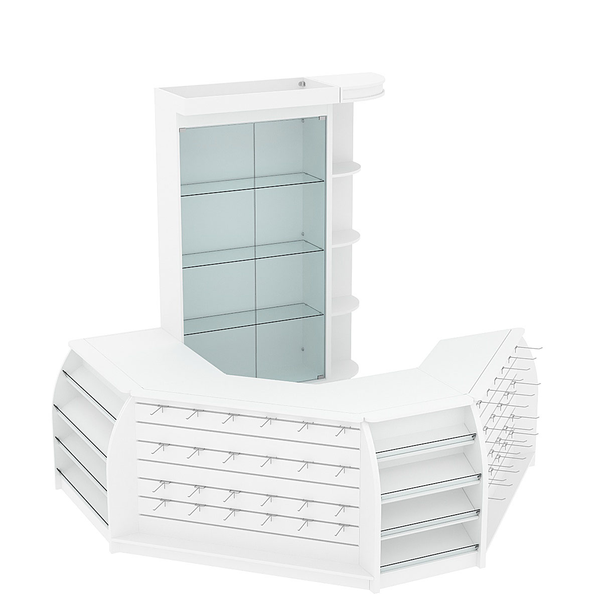 Комплект кассовой зоны с витринами и скошенным фасадом малый №1-1 Белый