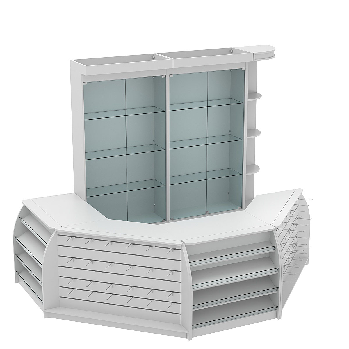 Комплект кассовой зоны с витринами и скошенным фасадом средний №2-1 Серый