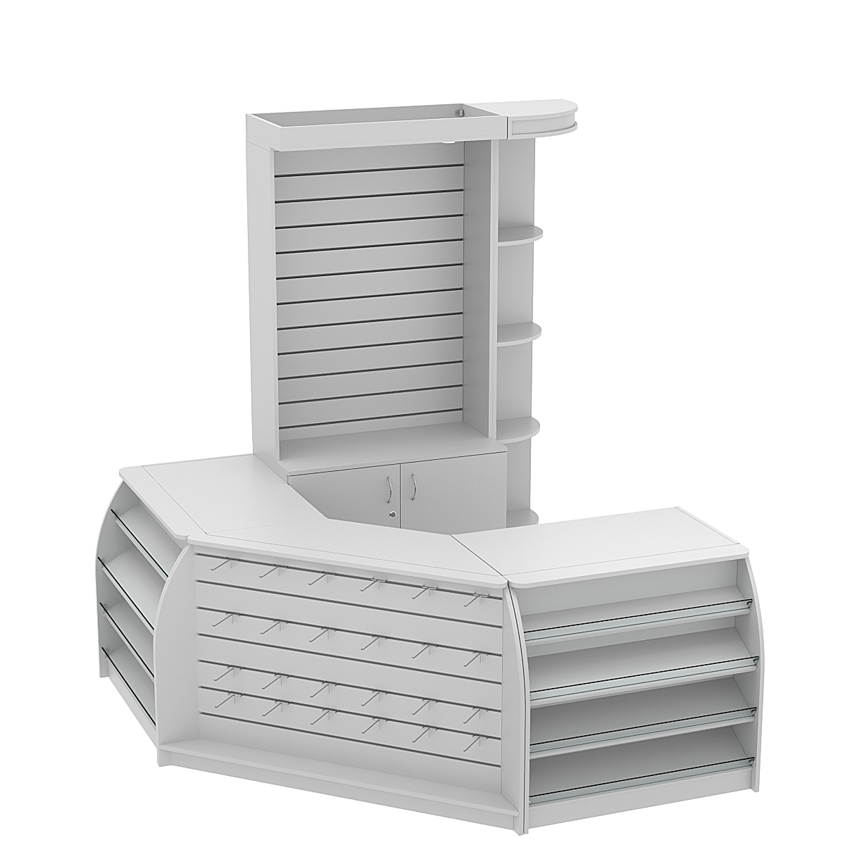 Комплект кассовой зоны с стеллажами под кофемашину малый №1 Серый