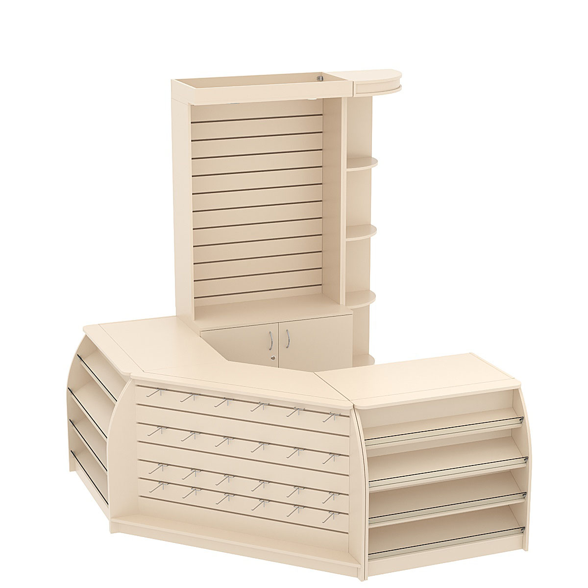 Комплект кассовой зоны с стеллажами под кофемашину малый №1 Крем Вайс