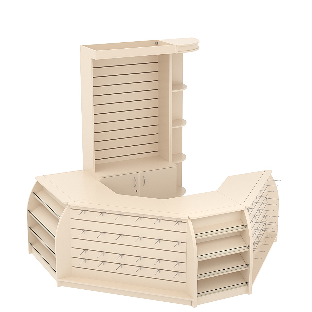 Комплект кассовой зоны со скошенным фасадом под кофемашину малый №1-1 Крем Вайс