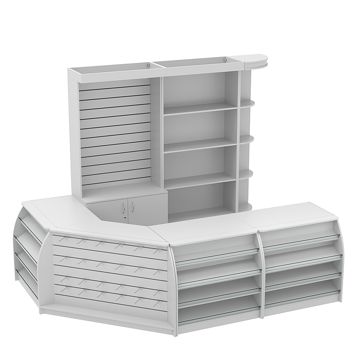 Комплект кассовой зоны с стеллажами под кофемашину средний №2 Серый