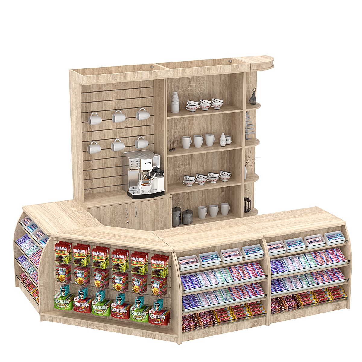 Комплект кассовой зоны с стеллажами под кофемашину средний №2 Дуб сонома