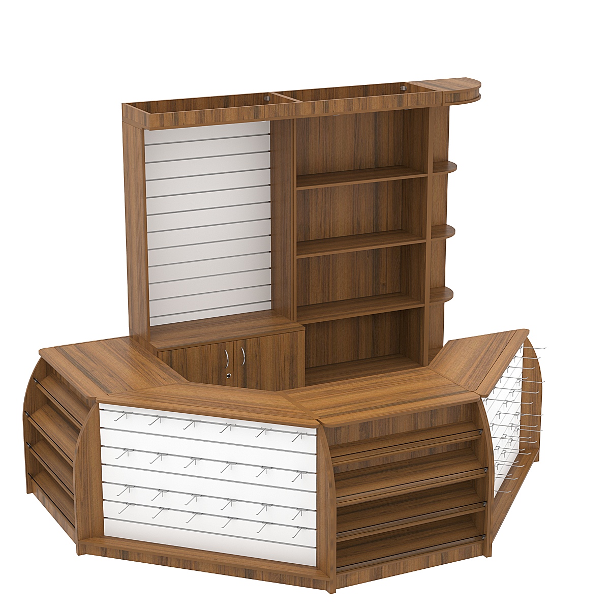 Комплект кассовой зоны со скошенным фасадом под кофемашину средний №2-1 Орех