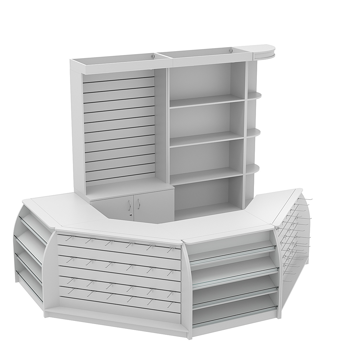 Комплект кассовой зоны со скошенным фасадом под кофемашину средний №2-1 Серый