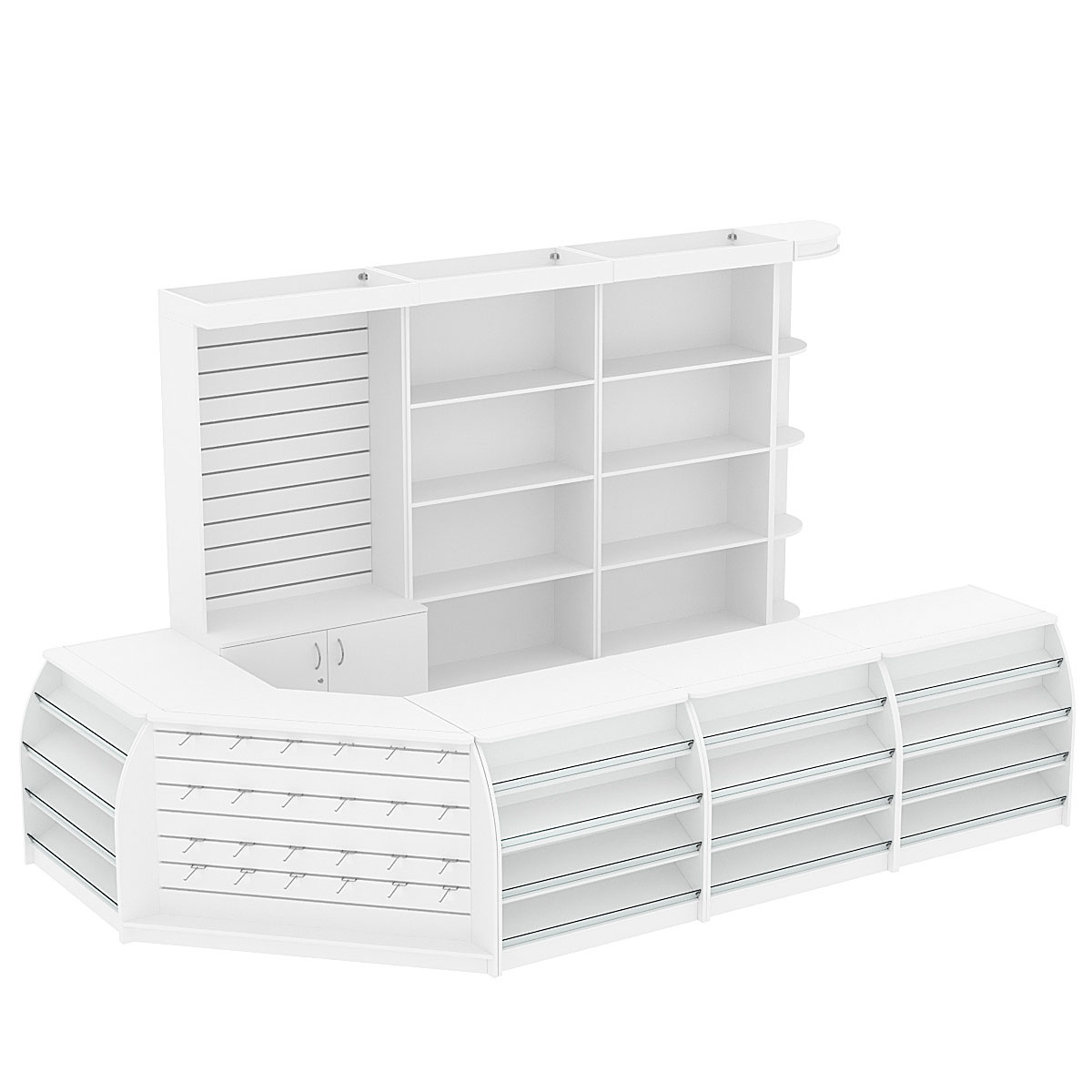 Комплект кассовой зоны с стеллажами под кофемашину большой №3 Белый