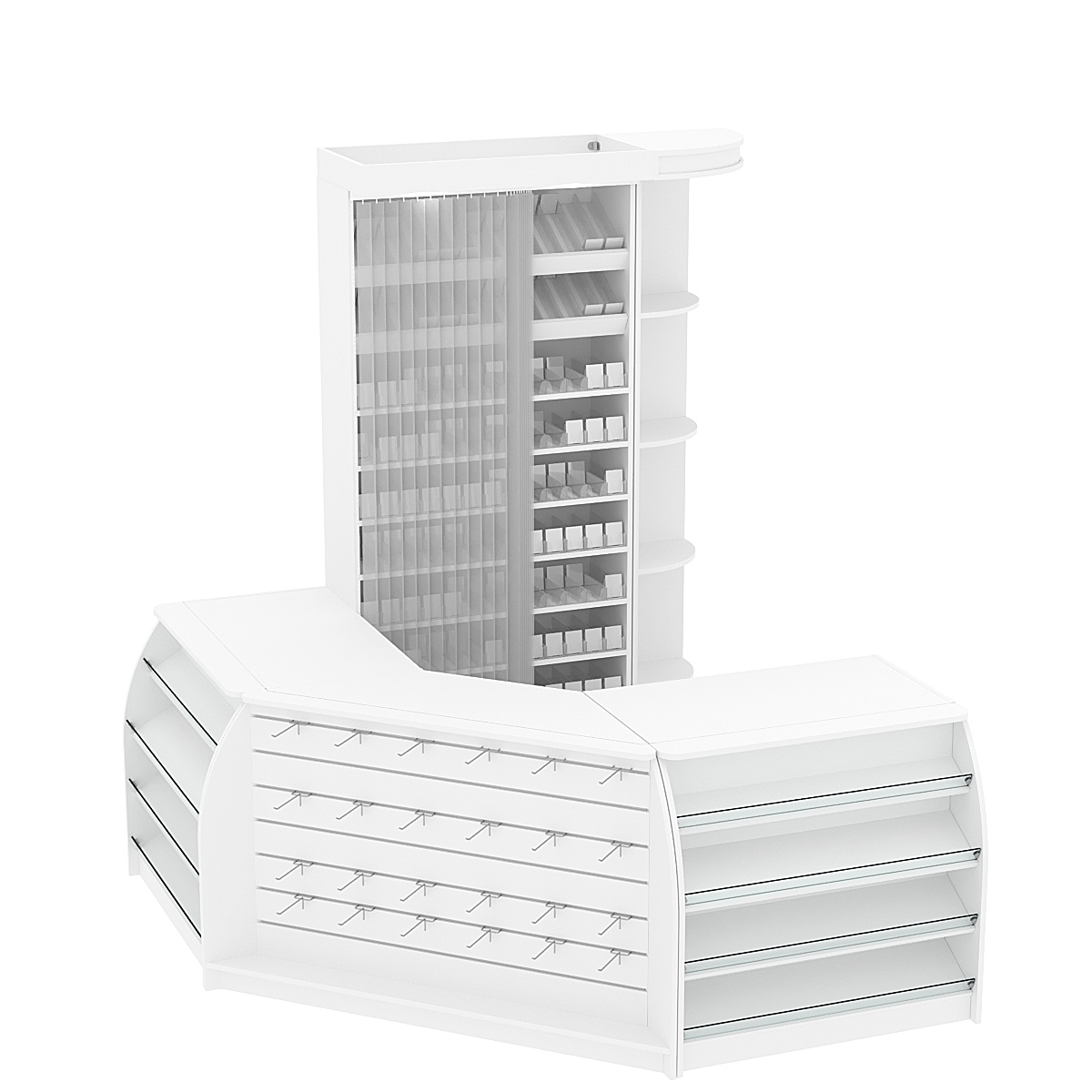 Комплект кассовой зоны со стеллажом под сигареты малый №1 Белый