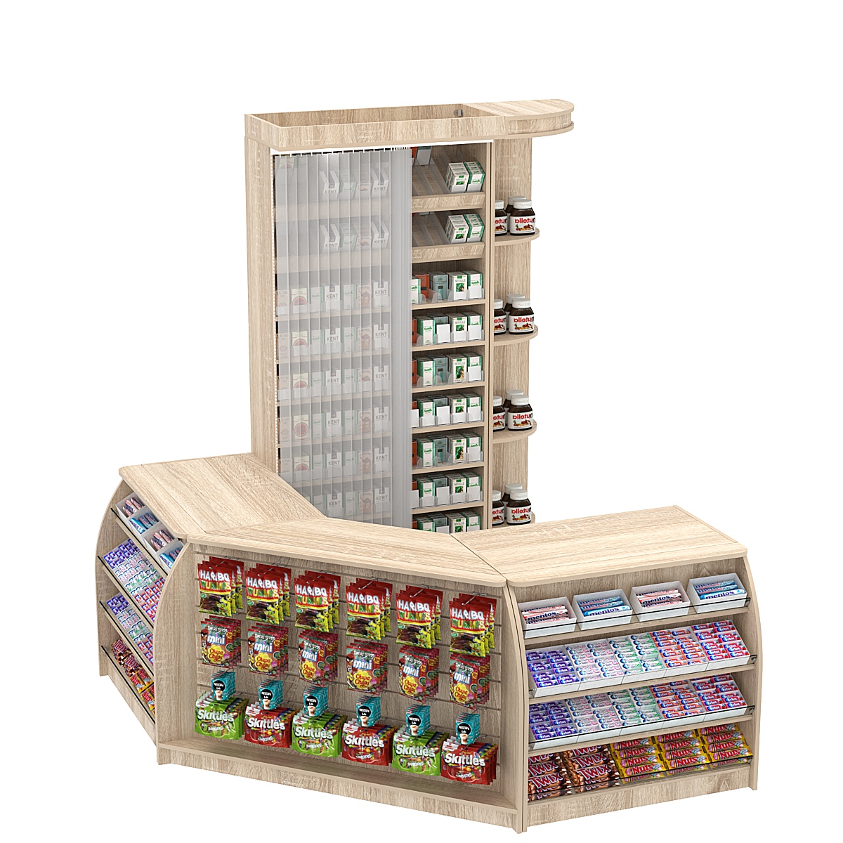 Комплект кассовой зоны со стеллажом под сигареты малый №1 Дуб сонома