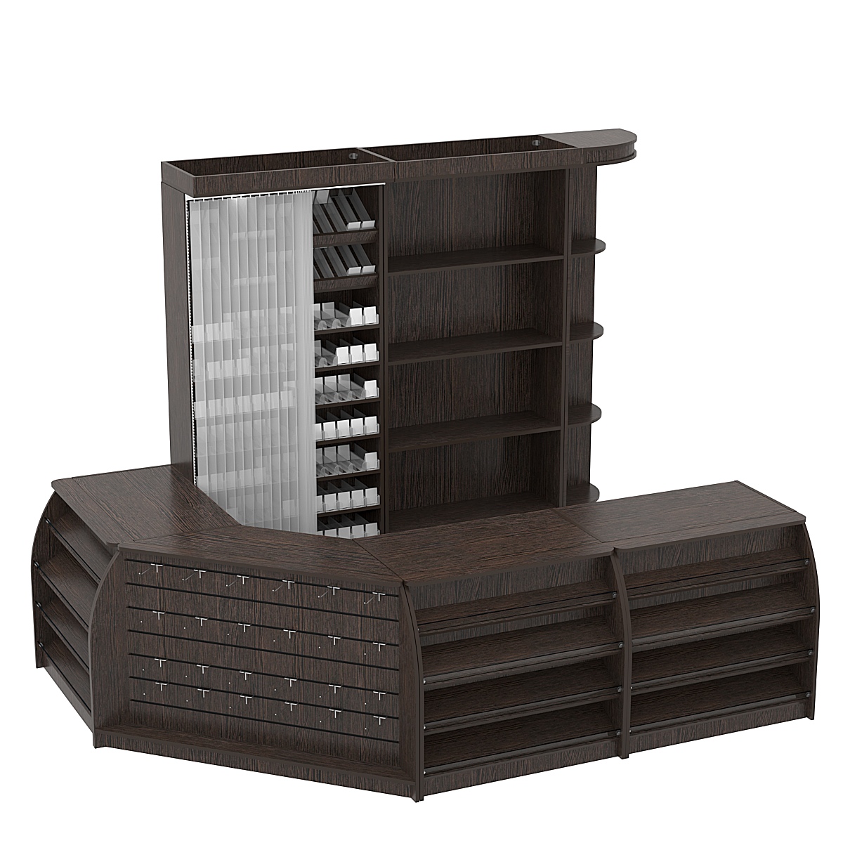 Комплект кассовой зоны со стеллажом под сигареты средний №2 Дуб Венге