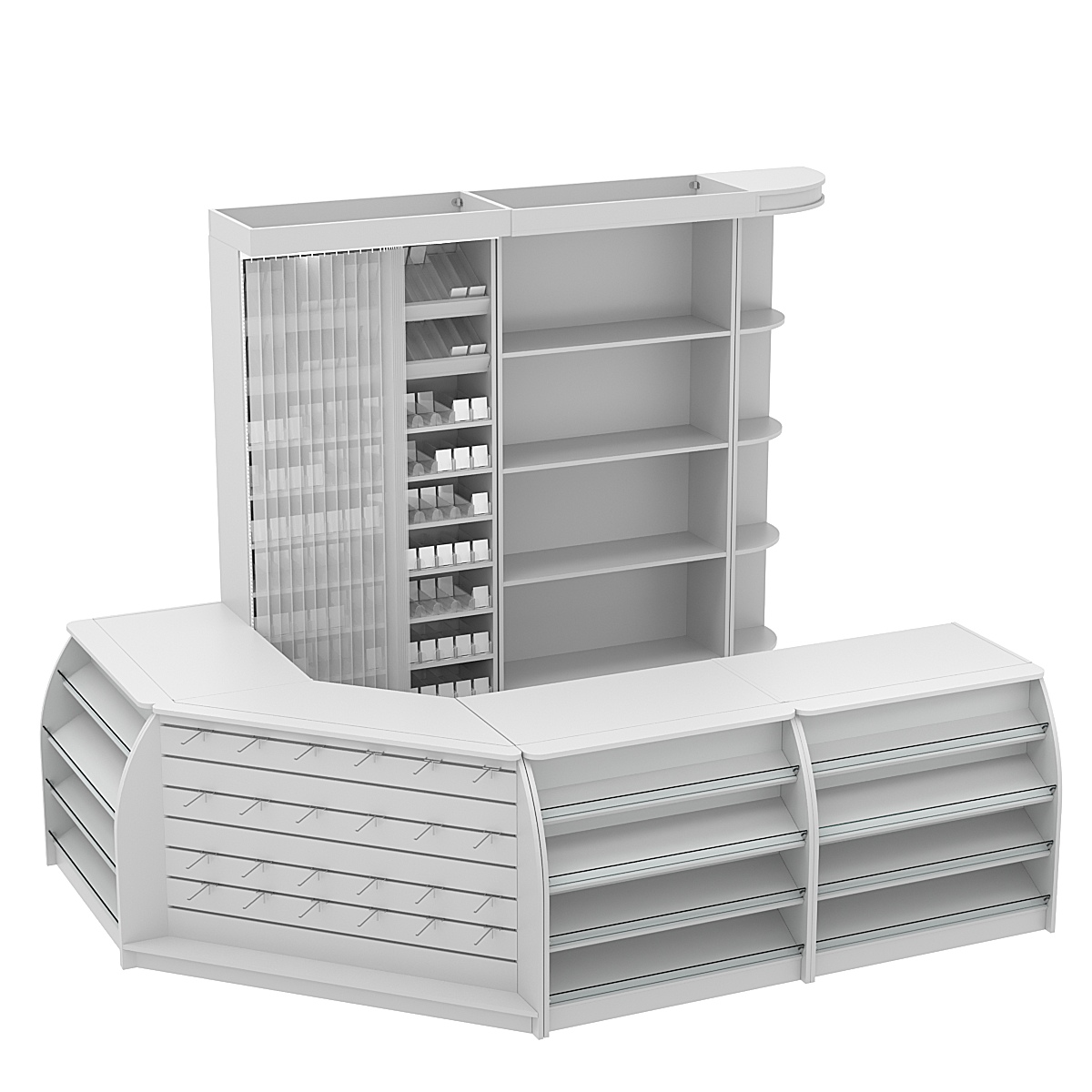 Комплект кассовой зоны со стеллажом под сигареты средний №2 Серый