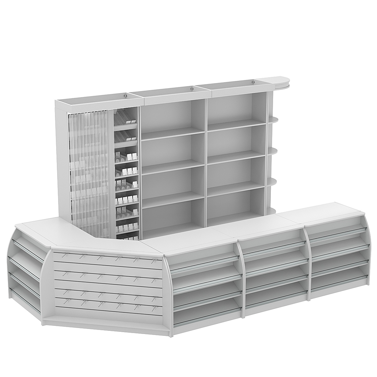 Комплект кассовой зоны со стеллажом под сигареты большой №3 Серый