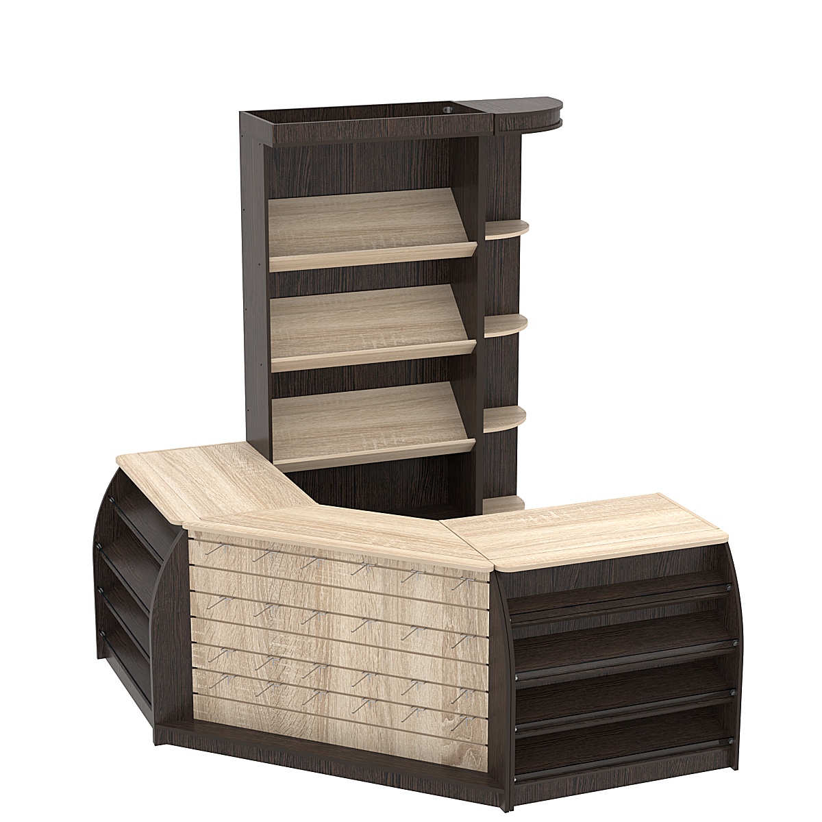 Комплект кассовой зоны для магазина выпечки малый №1 Дуб Сонома + Дуб Венге