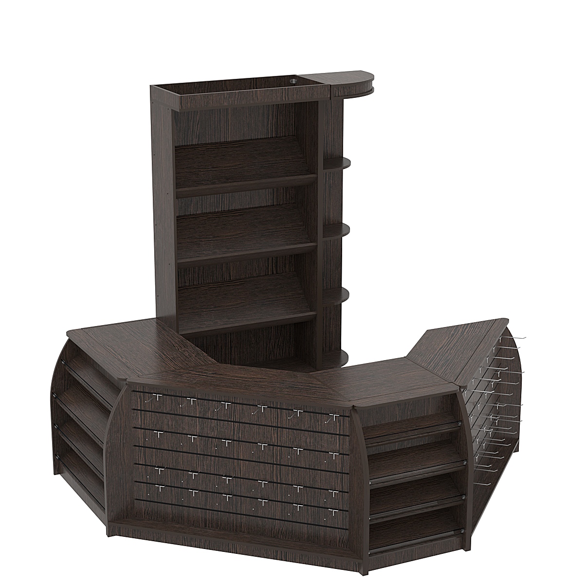 Комплект кассовой зоны со скосами для магазина выпечки малый №1-1 Дуб Венге