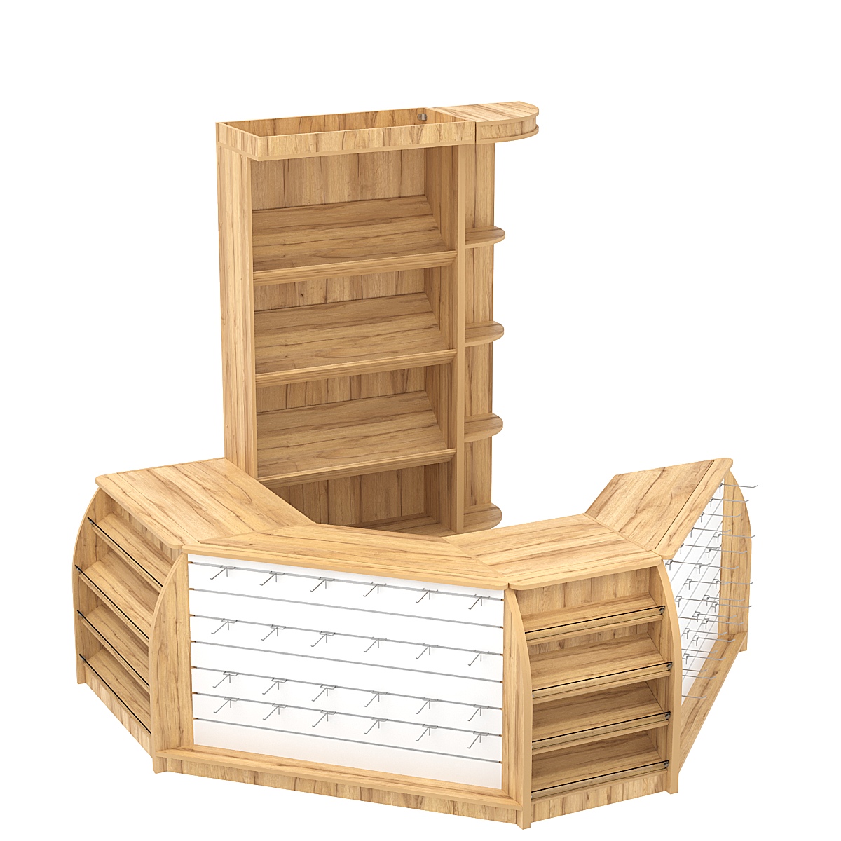 Комплект кассовой зоны со скосами для магазина выпечки малый №1-1 Дуб Золотистый