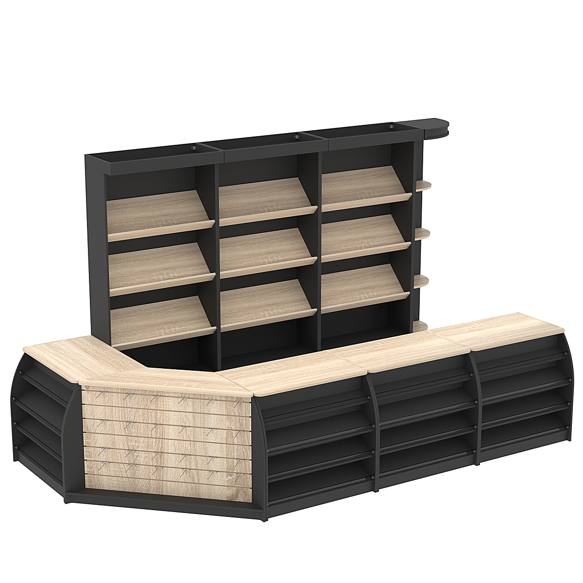 Комплект кассовой зоны для магазина выпечки большой №3 Черный + Дуб Сонома