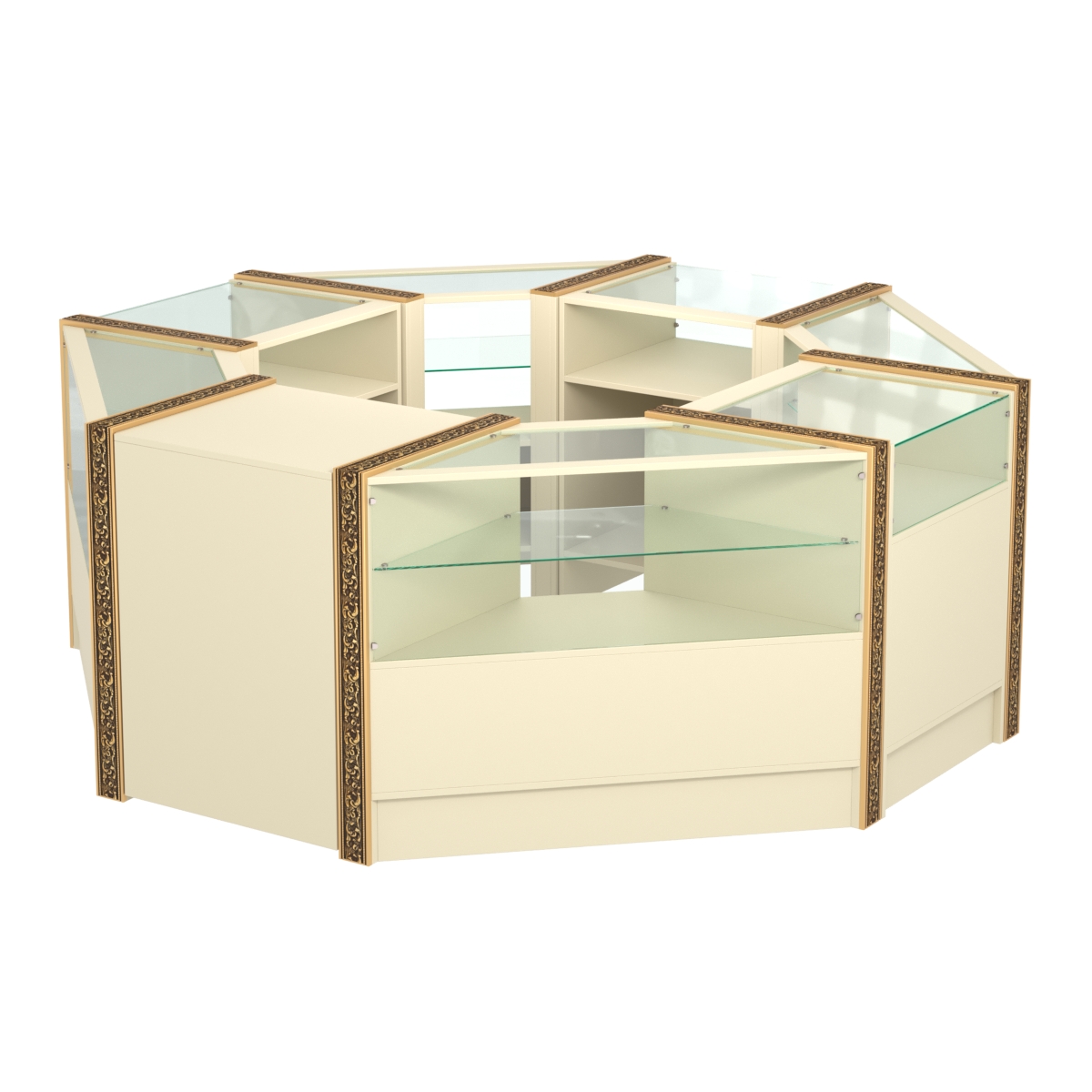 Торговый островок небольшой с молдингами №1 (4,72 кв.м) Крем Вайс