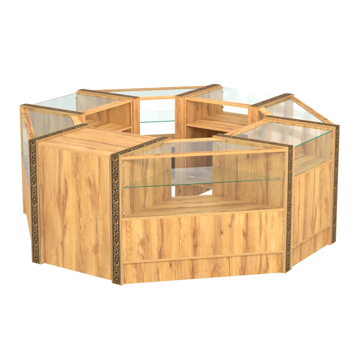 Торговый островок небольшой с молдингами №1 (4,72 кв.м) Дуб Золотистый