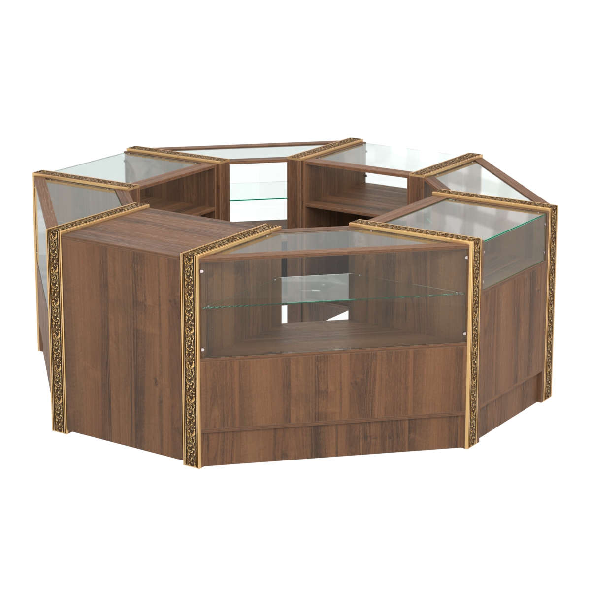 Торговый островок небольшой с молдингами №1 (4,72 кв.м) Орех