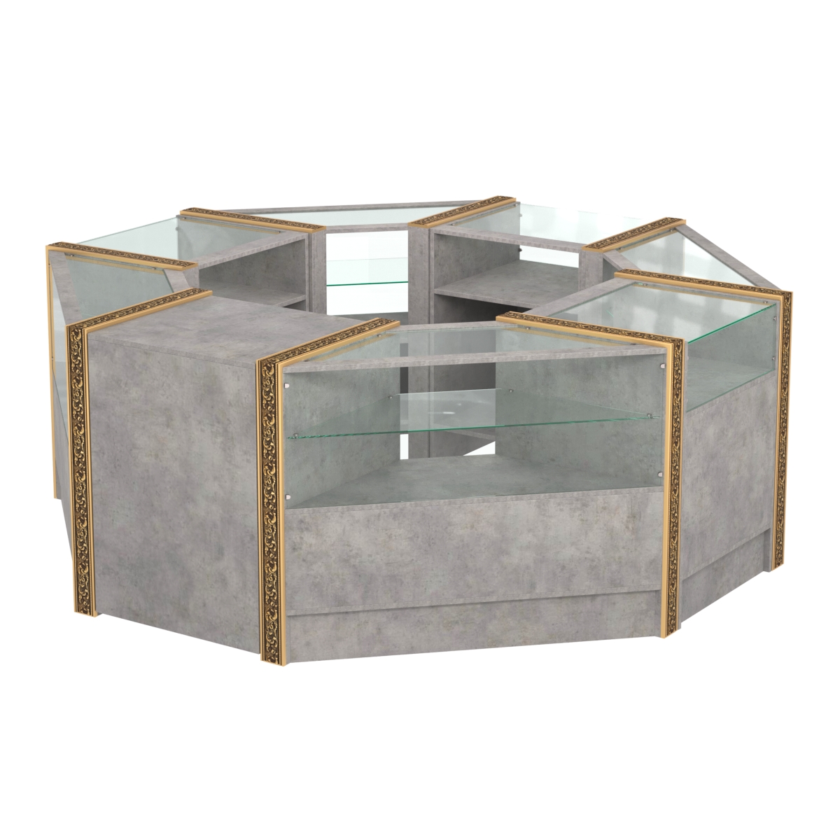 Торговый островок небольшой с молдингами №1 (4,72 кв.м) Бетон Чикаго светло-серый F186 ST9