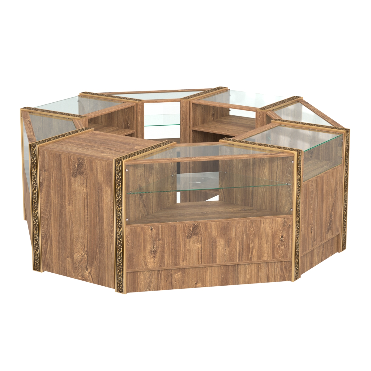 Торговый островок небольшой с молдингами №1 (4,72 кв.м) Дуб Канзас коричневый