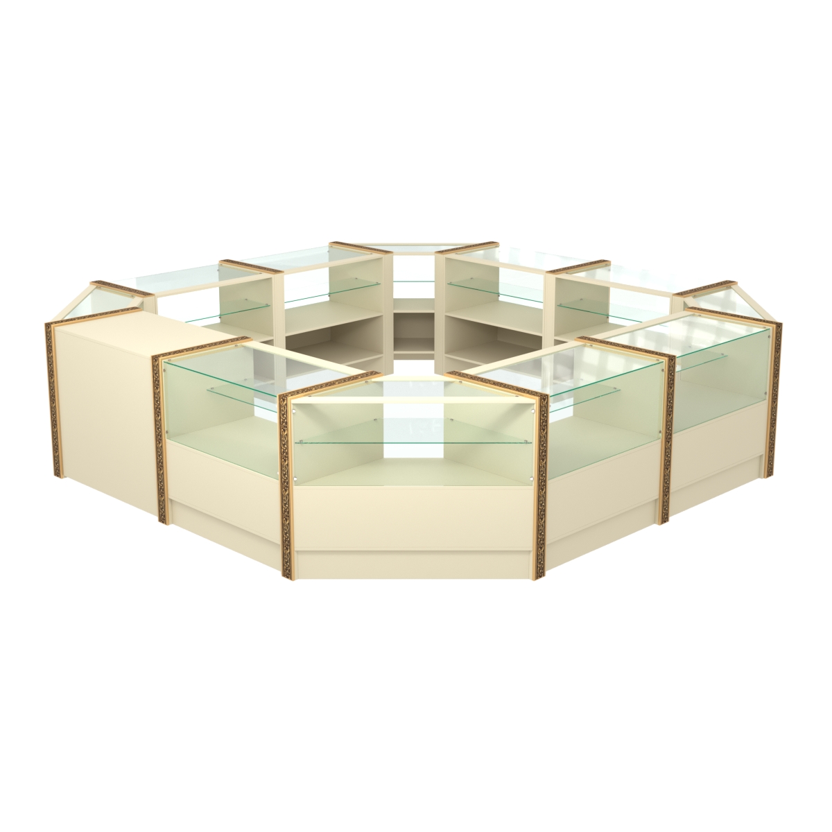 Торговый островок комби- нированный с молдингами №3 (4,72 кв.м) Крем Вайс