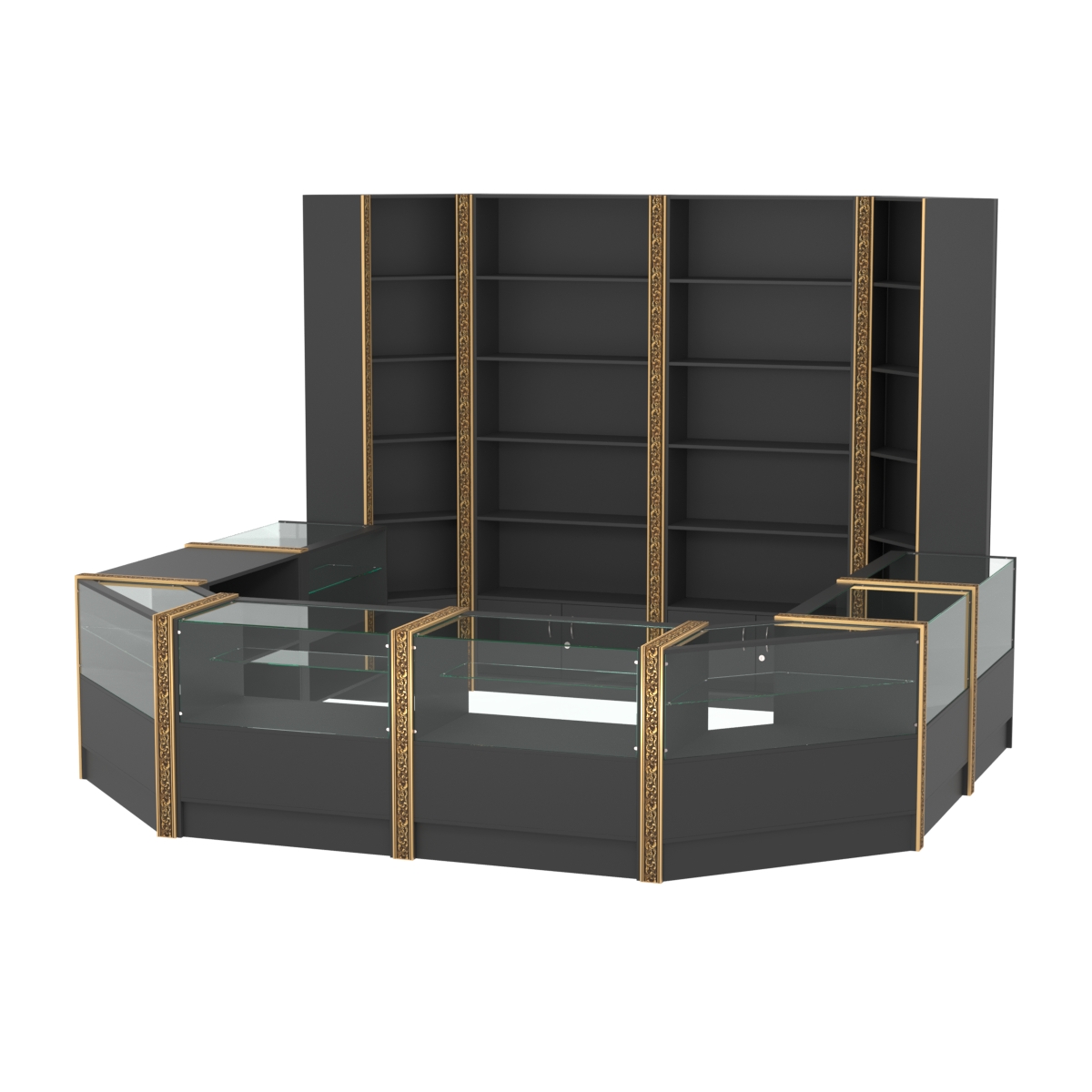 Торговый островок с выкатным прилавком и молдингами №4 (5,38 кв.м) Черный