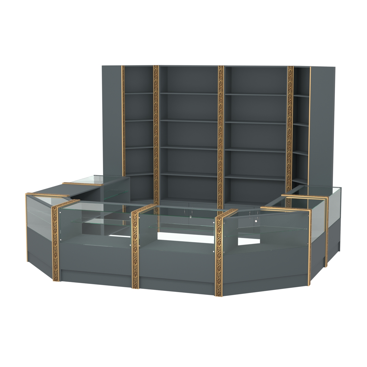 Торговый островок с выкатным прилавком и молдингами №4 (5,38 кв.м) Темно-Серый