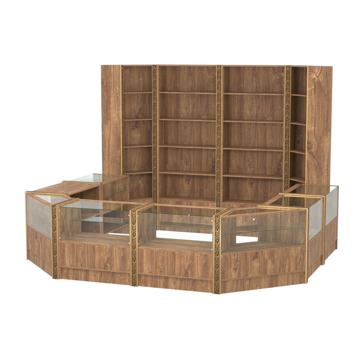 Торговый островок с выкатным прилавком и молдингами №4 (5,38 кв.м) Дуб Канзас коричневый