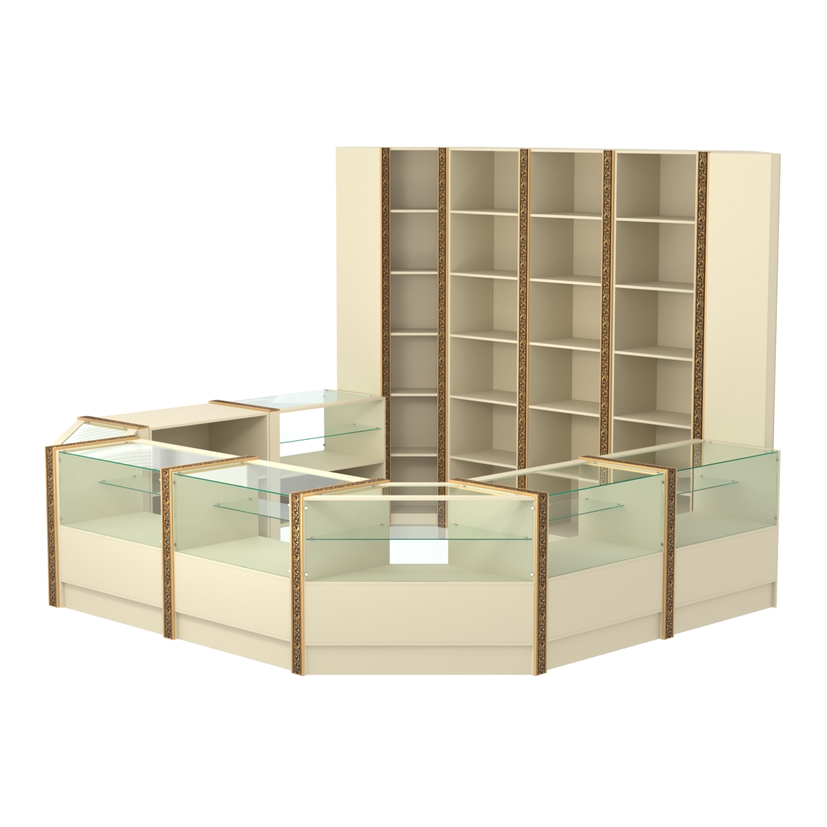 Торговый островок с молдингами восьмигранный №5 (5,38 кв.м) Крем Вайс