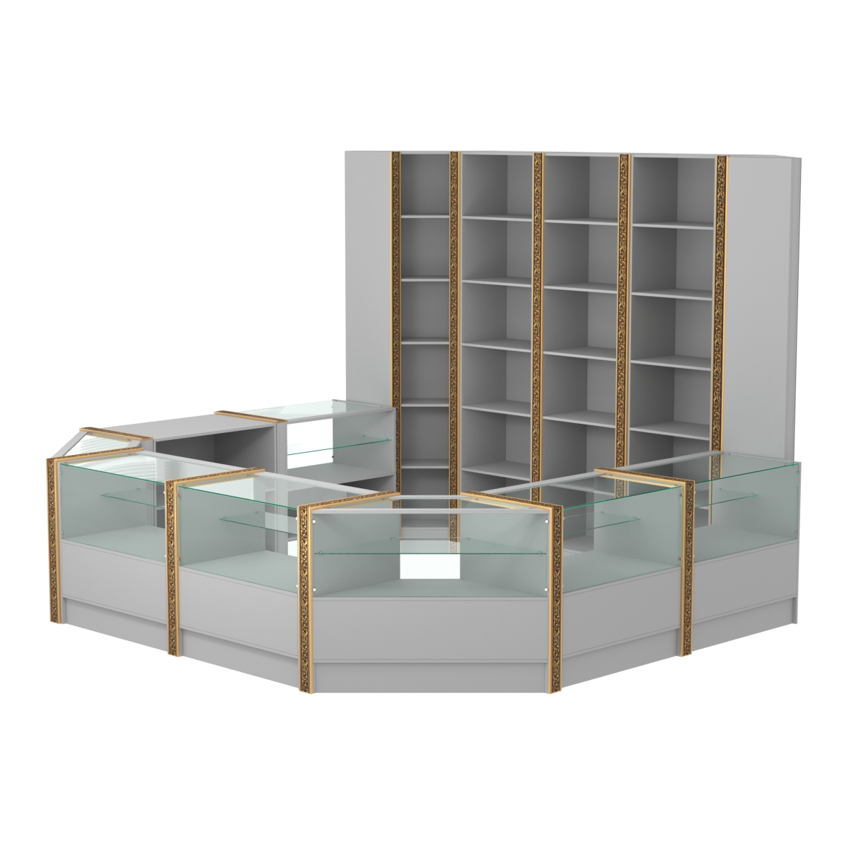 Торговый островок с молдингами восьмигранный №5 (5,38 кв.м) Серый