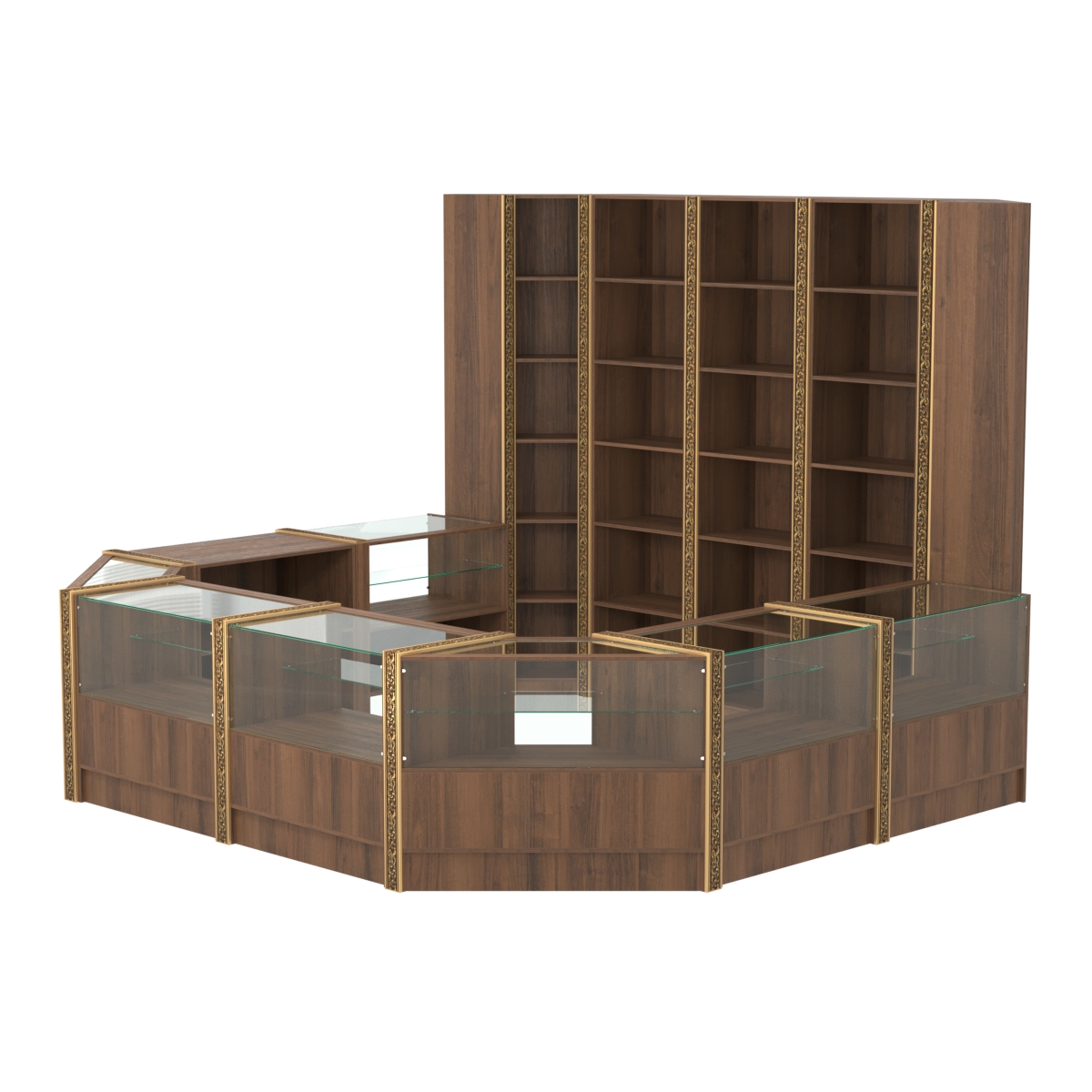 Торговый островок с молдингами восьмигранный №5 (5,38 кв.м) Орех