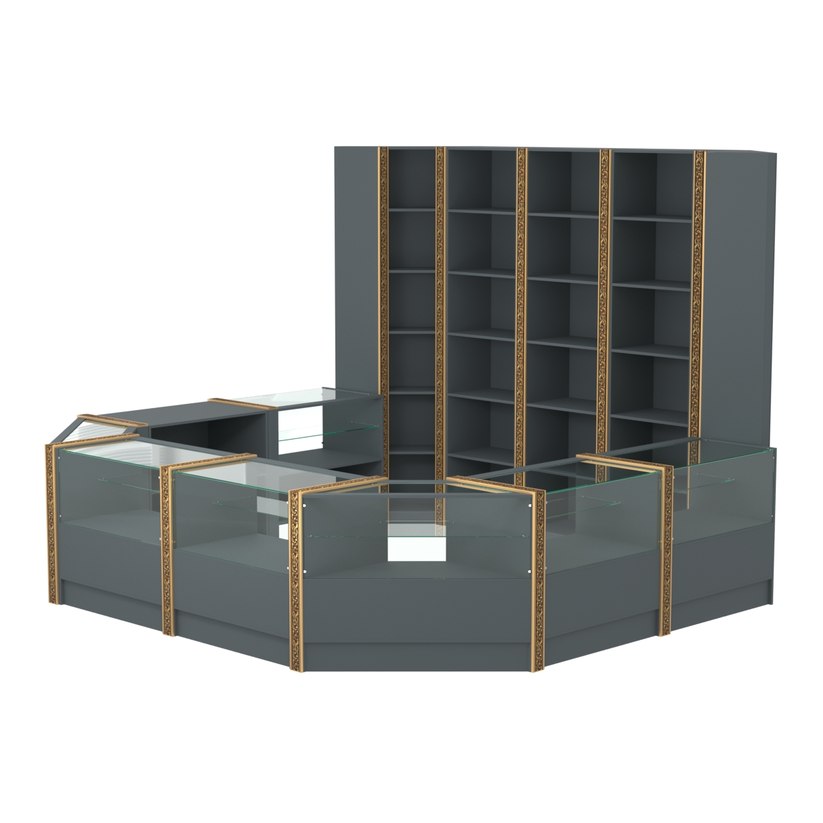 Торговый островок с молдингами восьмигранный №5 (5,38 кв.м) Темно-Серый