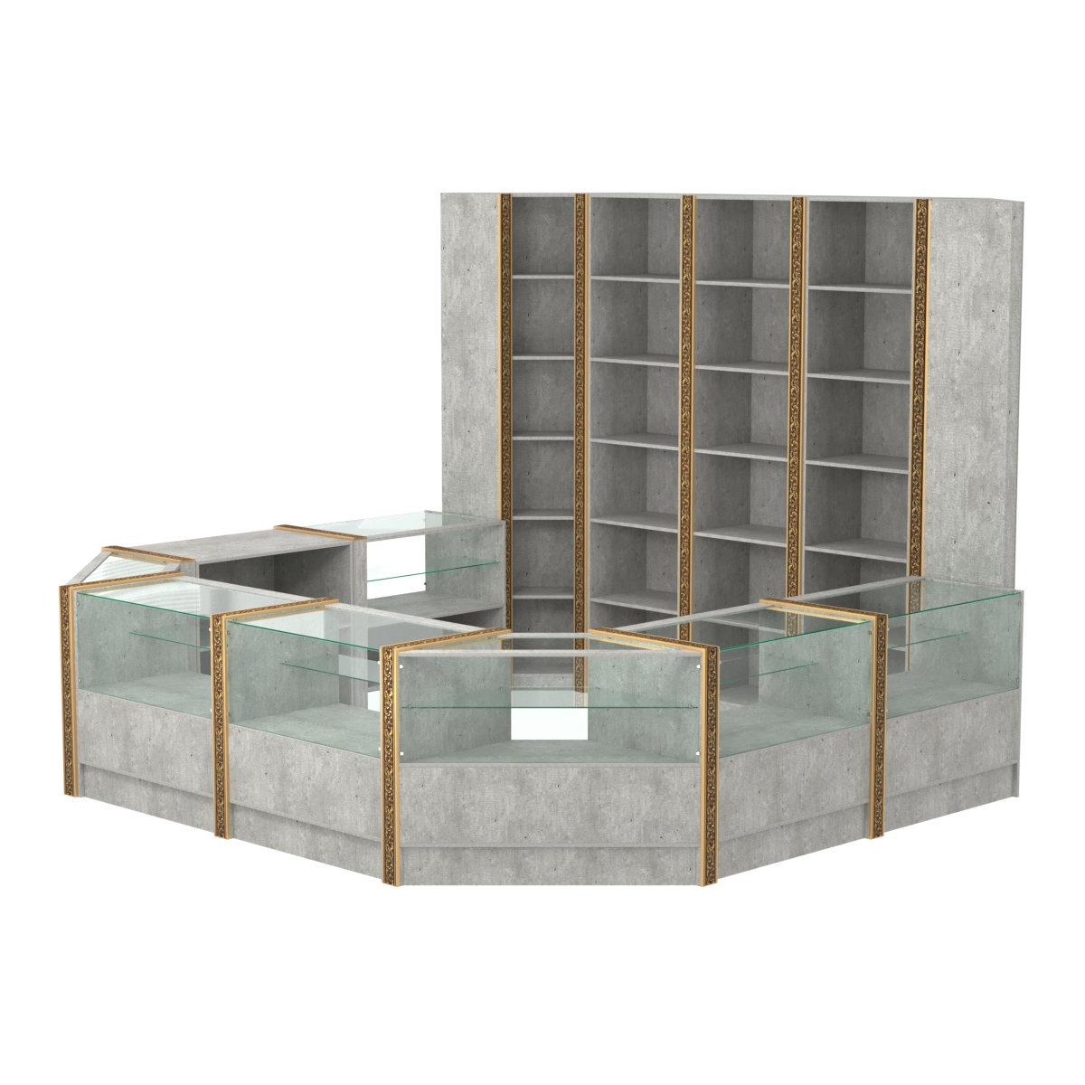 Торговый островок с молдингами восьмигранный №5 (5,38 кв.м) Метрополитан Грей