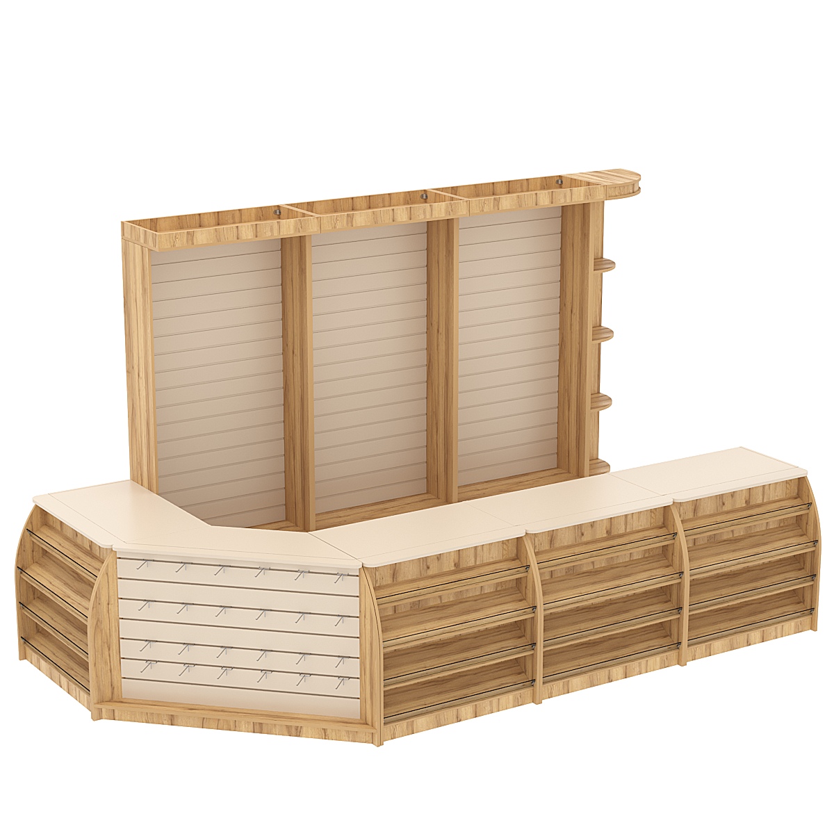 Комплект кассовой зоны с экономпанелями большой №3 Дуб Золотистый Крем Вайс