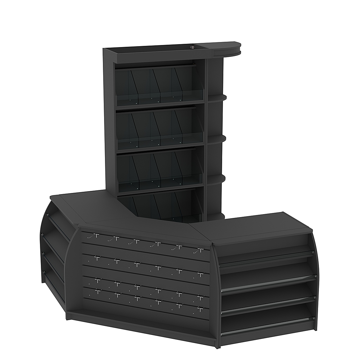 Комплект кассовой зоны со стеллажами под конфеты и орехи малый №1 Черный