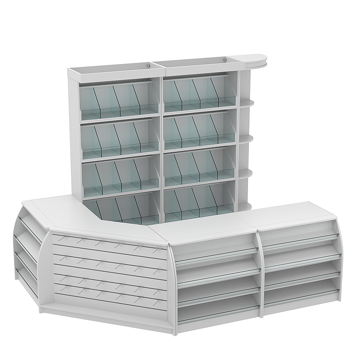 Комплект кассовой зоны со стеллажами под конфеты и орехи средний №2 Серый