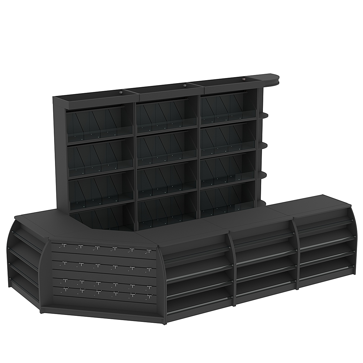 Комплект кассовой зоны со стеллажами под конфеты и орехи большой №3 Черный