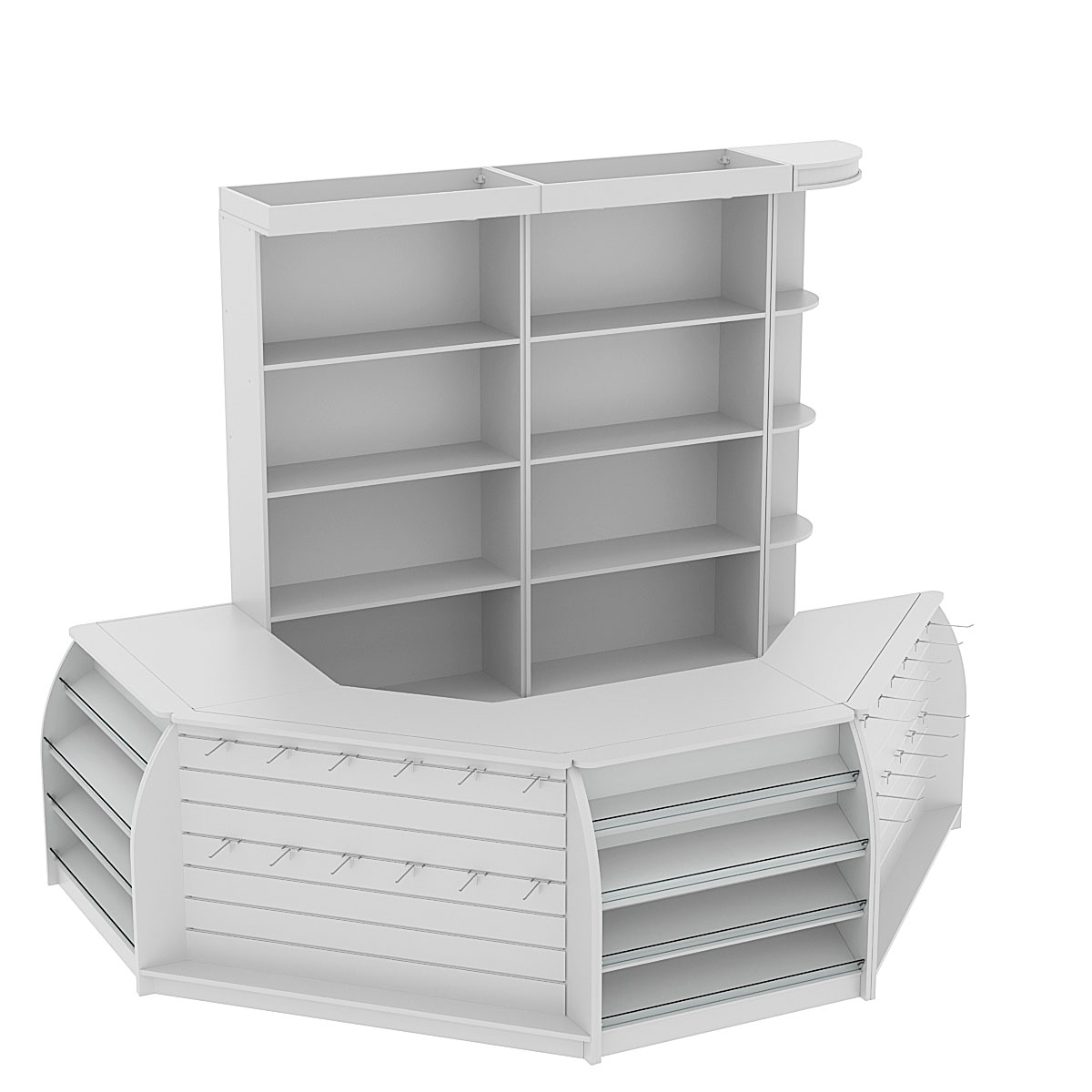 Комплект кассовой зоны со скошенным фасадом в магазин одежды средний №2-1 Серый