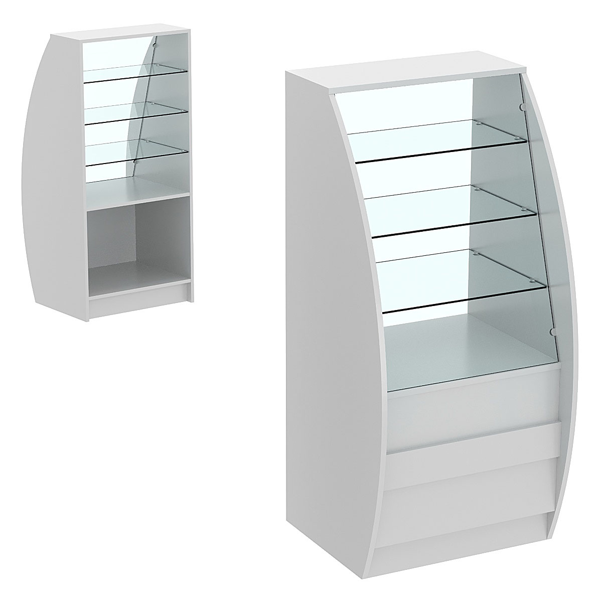 Торговый прилавок со стеклом серии БРИЗ №1-600 узкий Серый