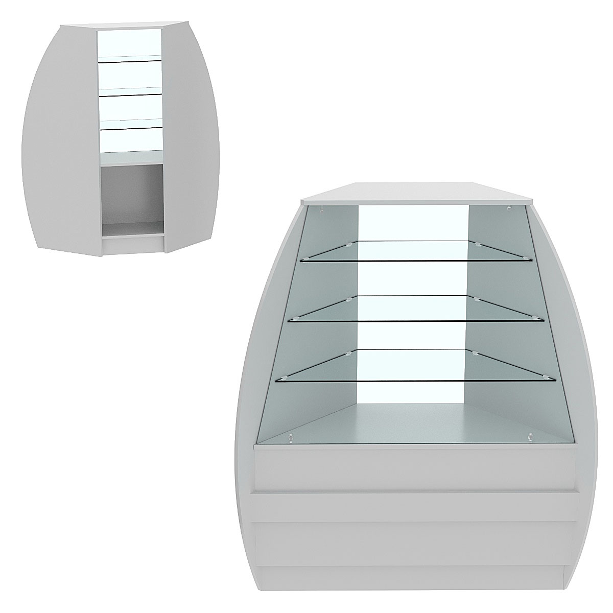 Торговый прилавок со стеклом серии БРИЗ №3 угловой (внешний угол) Серый