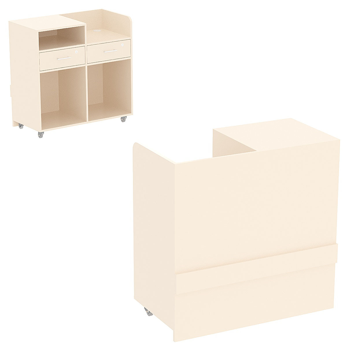 Прилавок кассовый БРИЗ №2 на колесах Крем Вайс