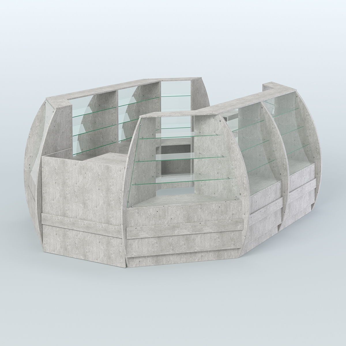 Торговый островок из стекла и дсп БРИЗ средний №3 Метрополитан Грей