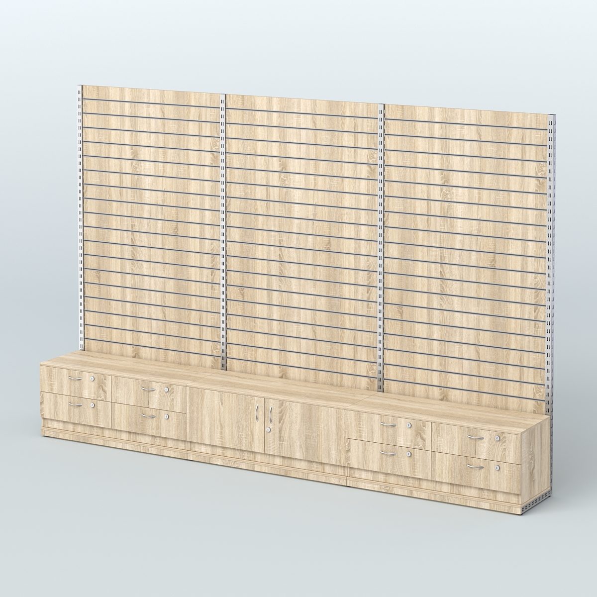 Система ЭЛЕГАНТ с экономпанелью и тумбами Т14 и Т21 (3600 мм) Дуб сонома