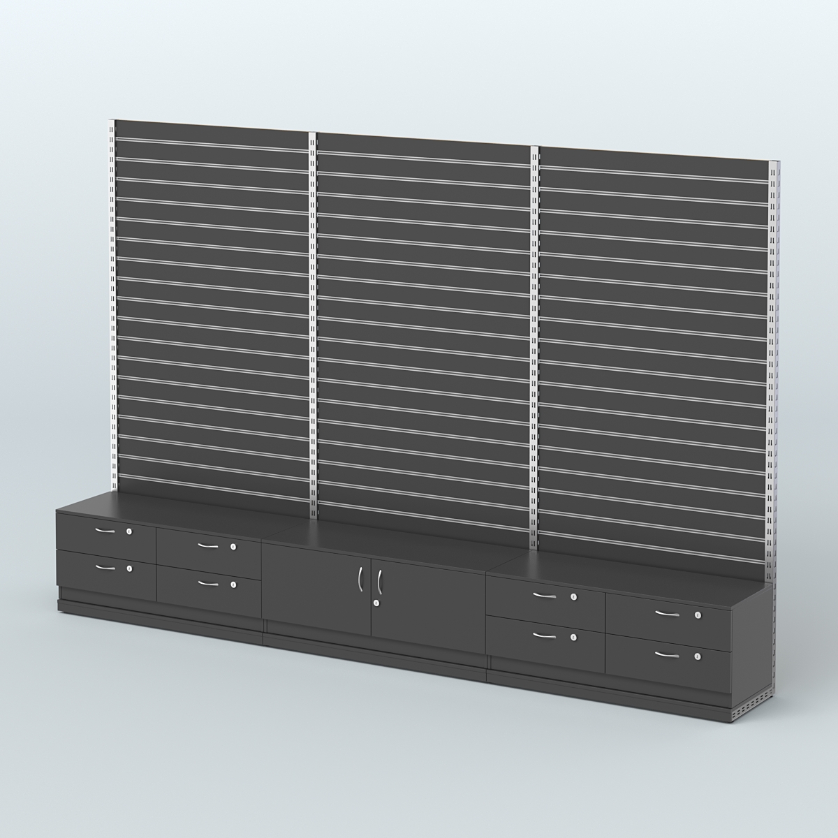 Система ЭЛЕГАНТ с экономпанелью и тумбами Т14 и Т21 (3600 мм) Черный