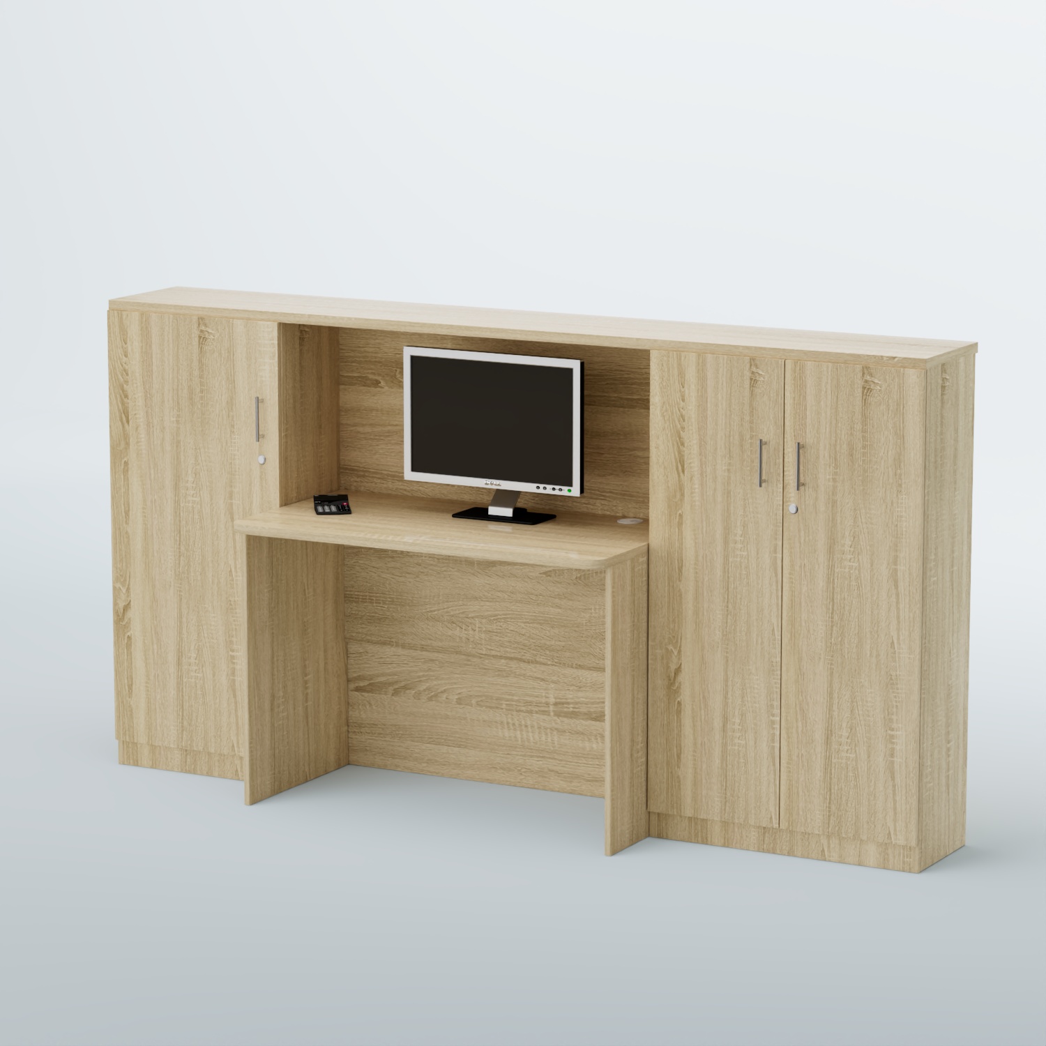 Ресепшен с закрытыми тумбами и фасадным декором серии ВЕГА №1Д Дуб сонома