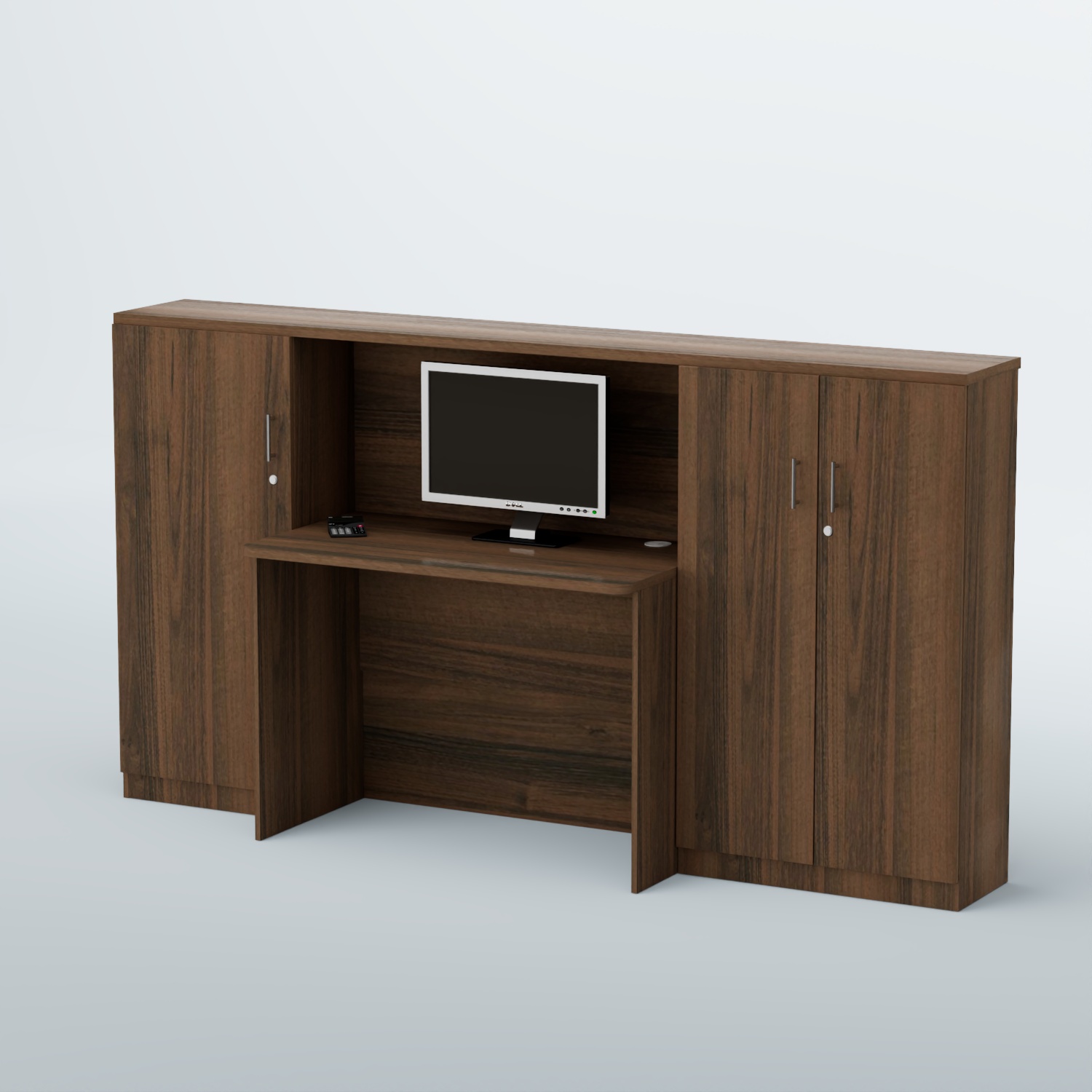 Ресепшен с закрытыми тумбами и фасадным декором серии ВЕГА №1Д Орех