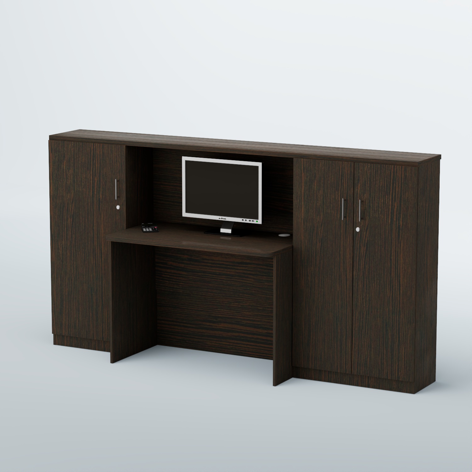 Ресепшен с закрытыми тумбами и фасадным декором серии ВЕГА №1Д Дуб Венге